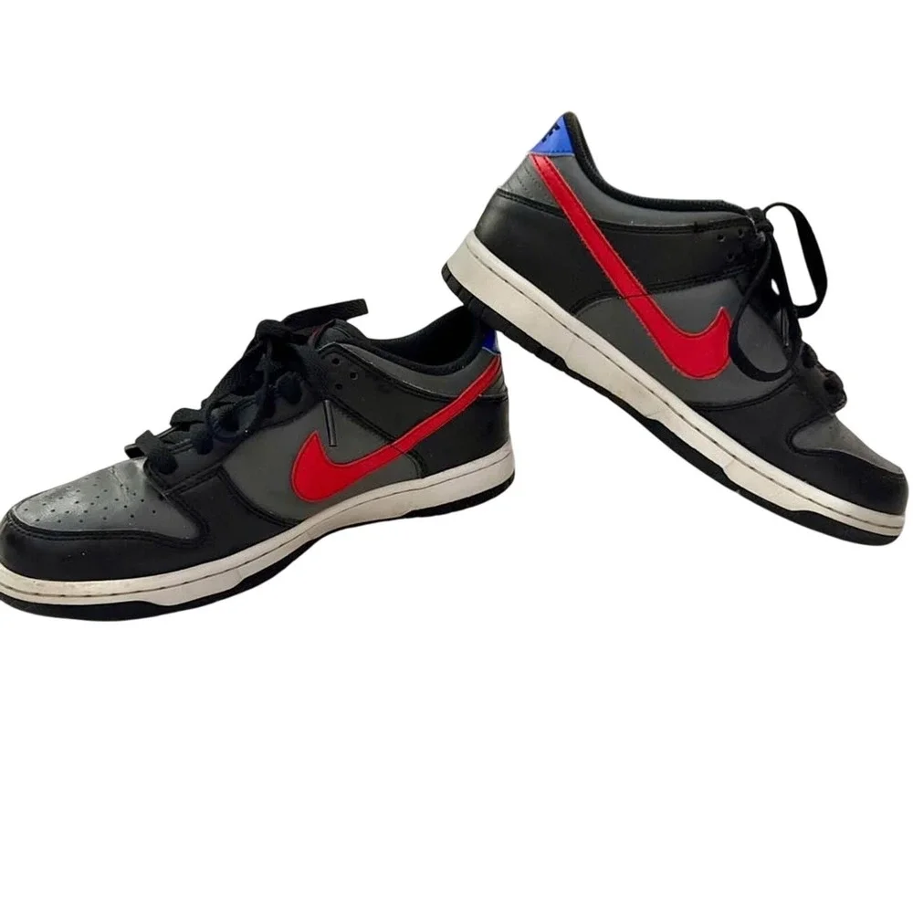 Nike Dunk Low Kids Black Red Blue Swoosh Casual Sneakers Shoes Size 6